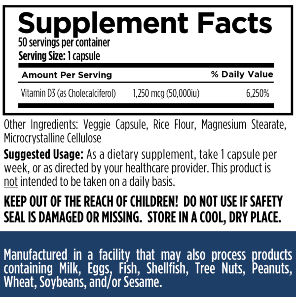 Vitamin D3 - 50,000iu (~1 Year Supply) - Image 2